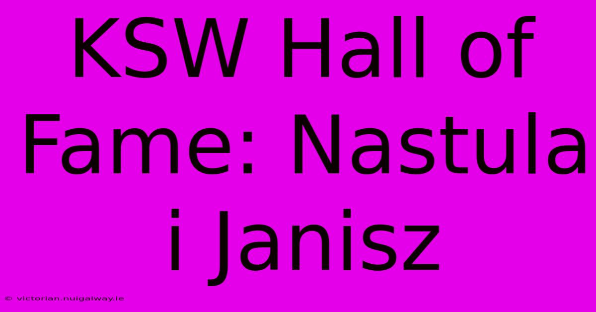 KSW Hall Of Fame: Nastula I Janisz