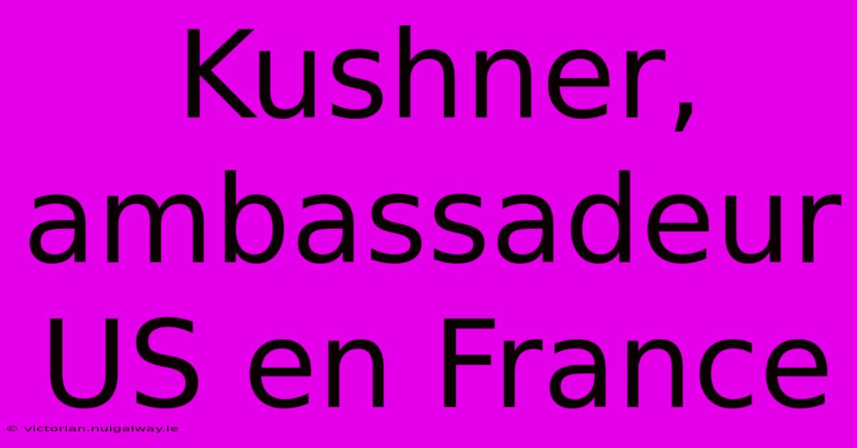 Kushner, Ambassadeur US En France