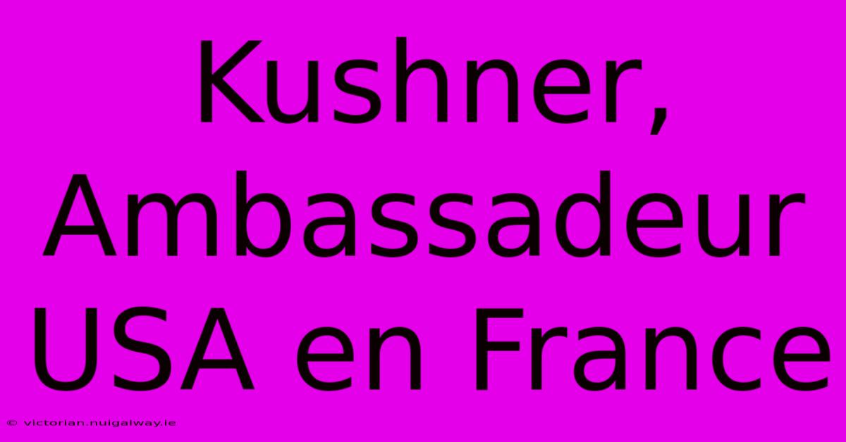 Kushner, Ambassadeur USA En France