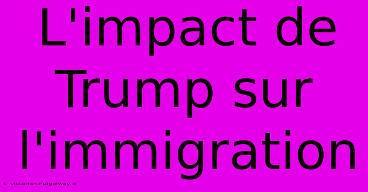 L'impact De Trump Sur L'immigration