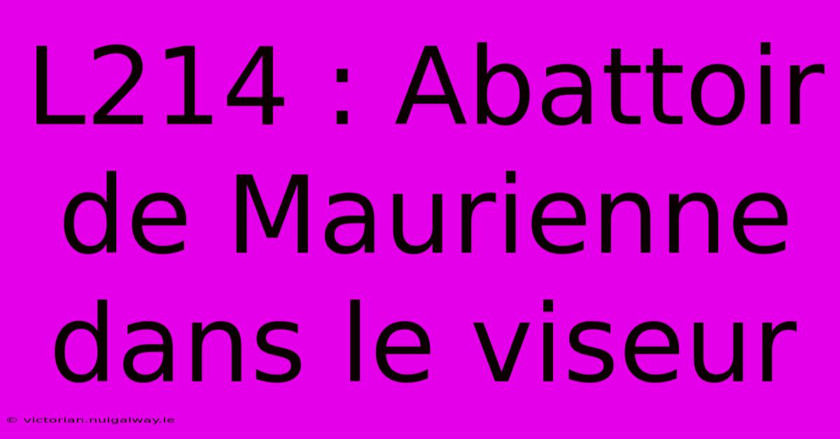 L214 : Abattoir De Maurienne Dans Le Viseur 