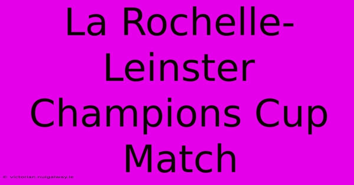 La Rochelle-Leinster Champions Cup Match