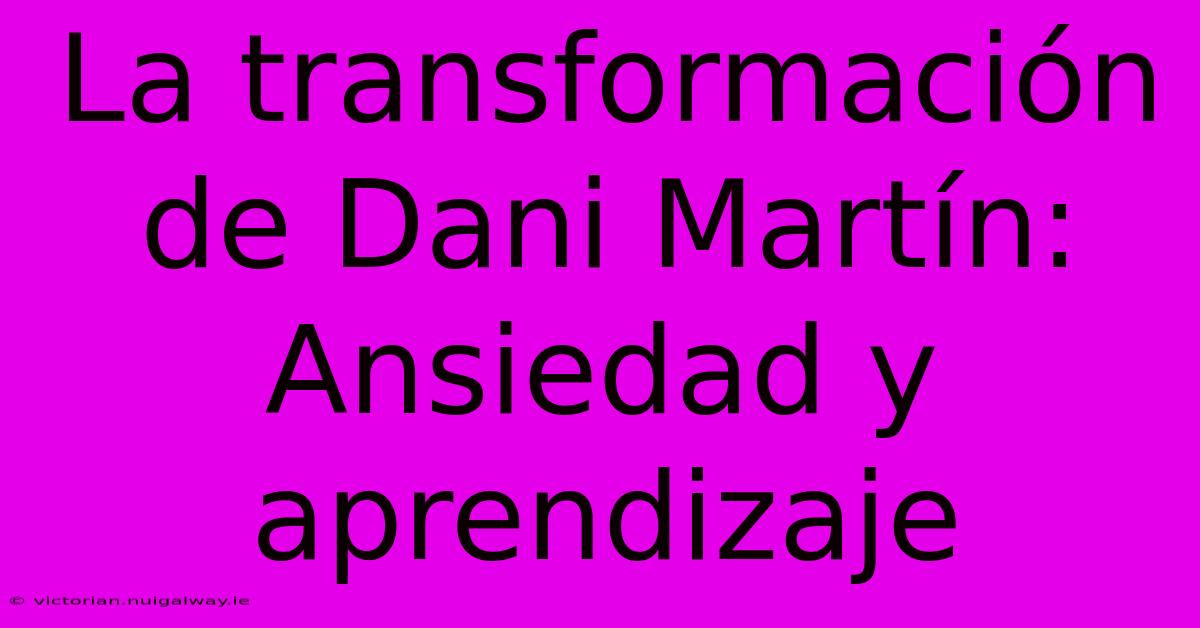 La Transformación De Dani Martín: Ansiedad Y Aprendizaje