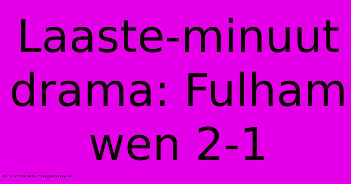 Laaste-minuut Drama: Fulham Wen 2-1