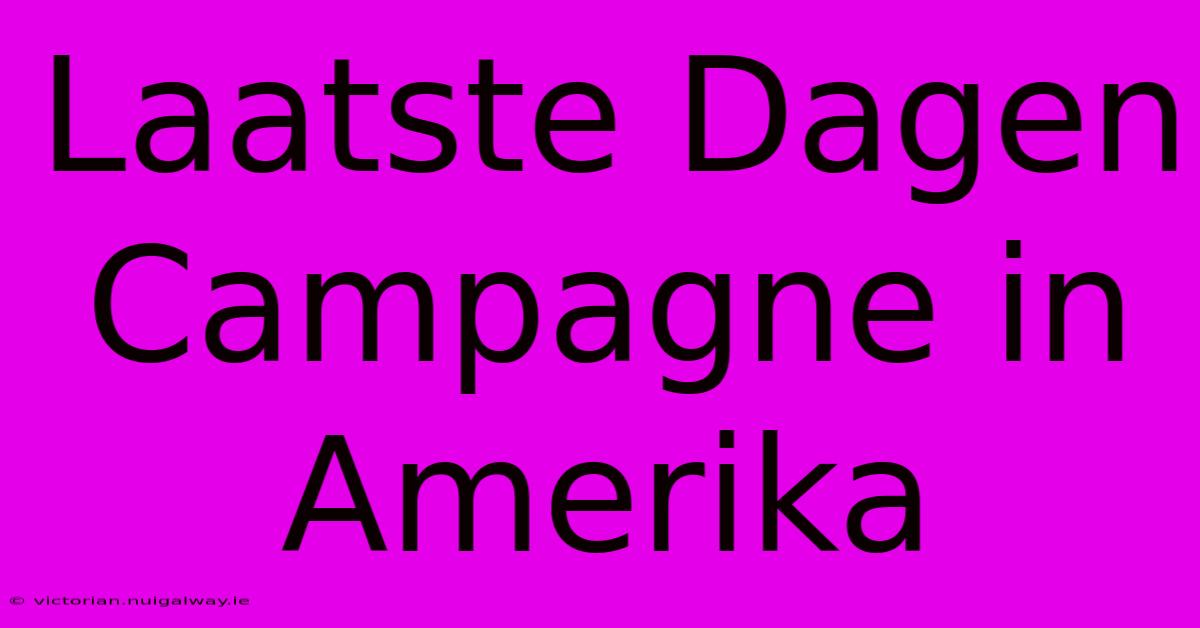 Laatste Dagen Campagne In Amerika