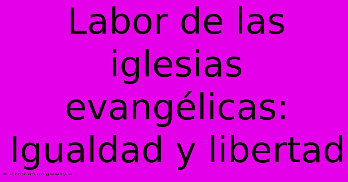 Labor De Las Iglesias Evangélicas: Igualdad Y Libertad