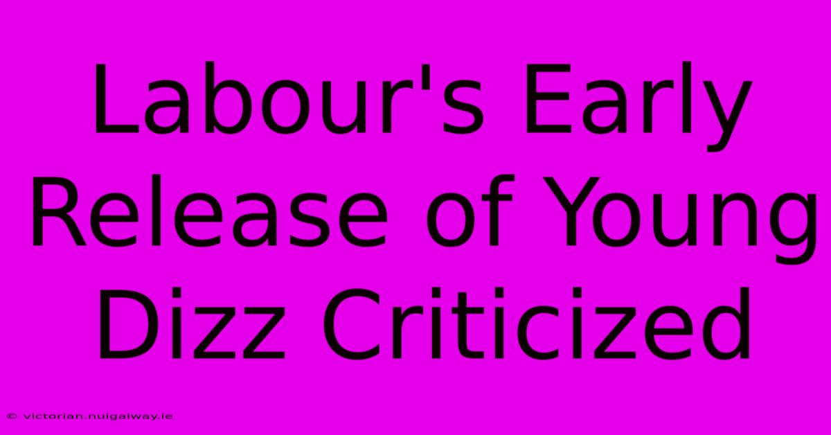 Labour's Early Release Of Young Dizz Criticized