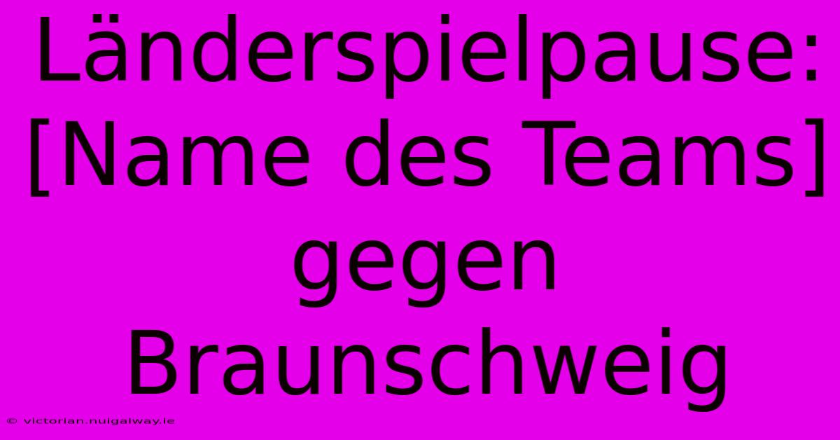 Länderspielpause: [Name Des Teams] Gegen Braunschweig