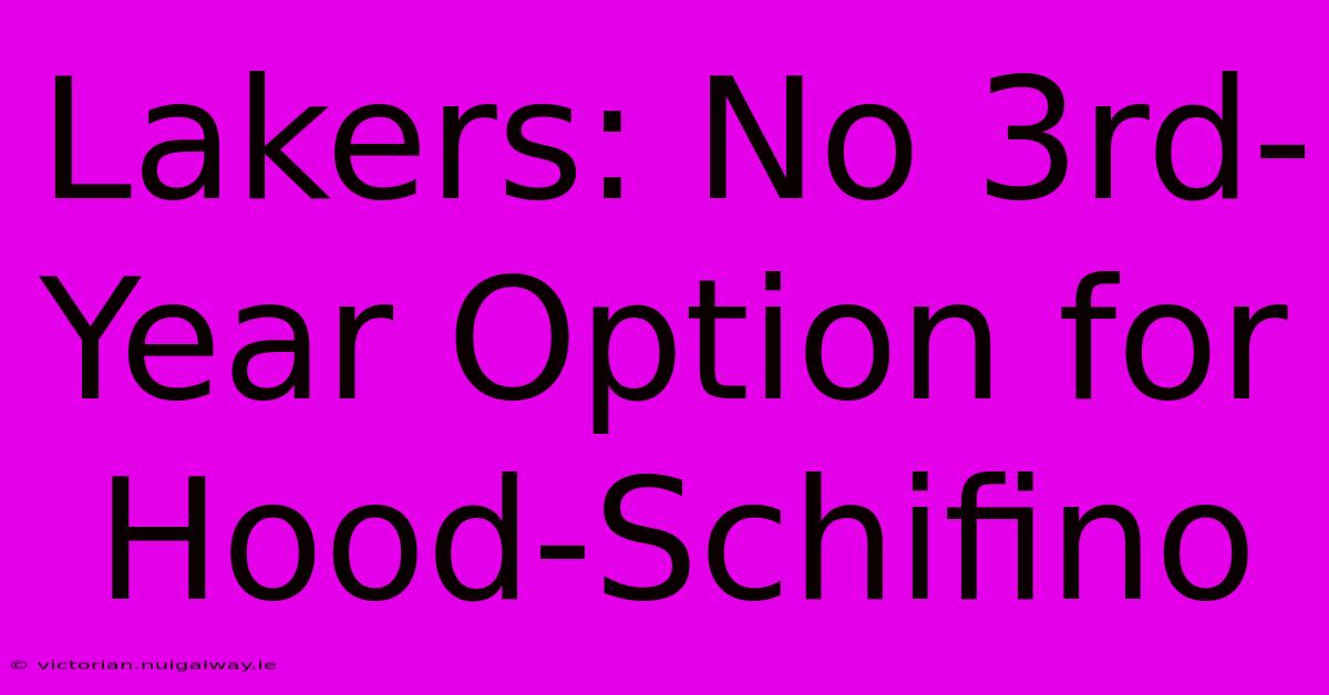 Lakers: No 3rd-Year Option For Hood-Schifino