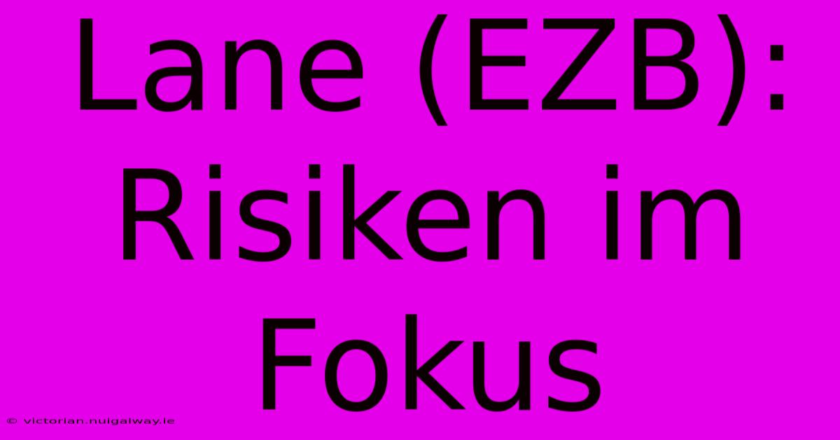 Lane (EZB): Risiken Im Fokus