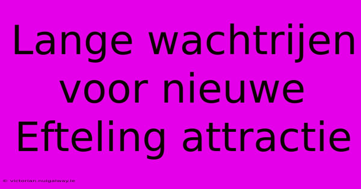 Lange Wachtrijen Voor Nieuwe Efteling Attractie