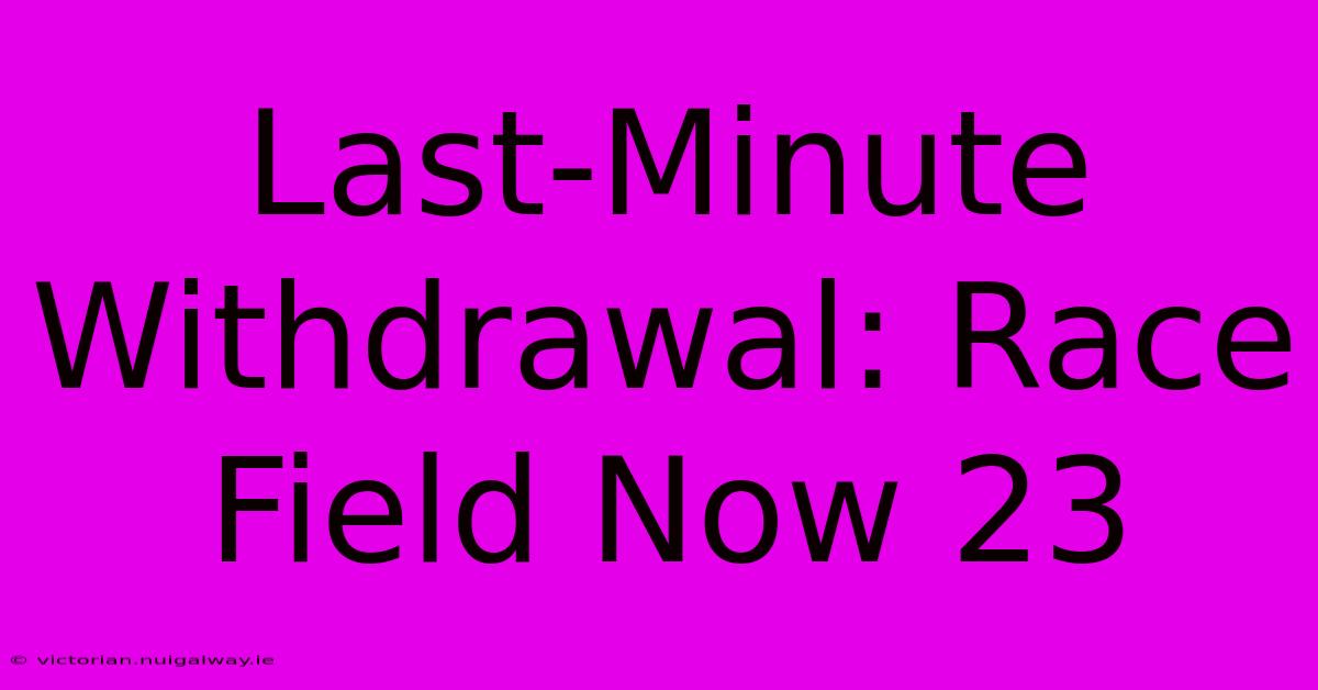 Last-Minute Withdrawal: Race Field Now 23