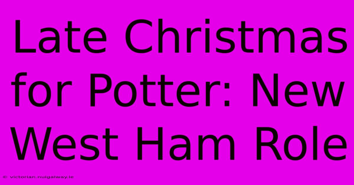 Late Christmas For Potter: New West Ham Role