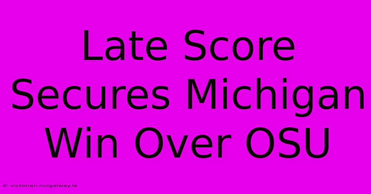 Late Score Secures Michigan Win Over OSU