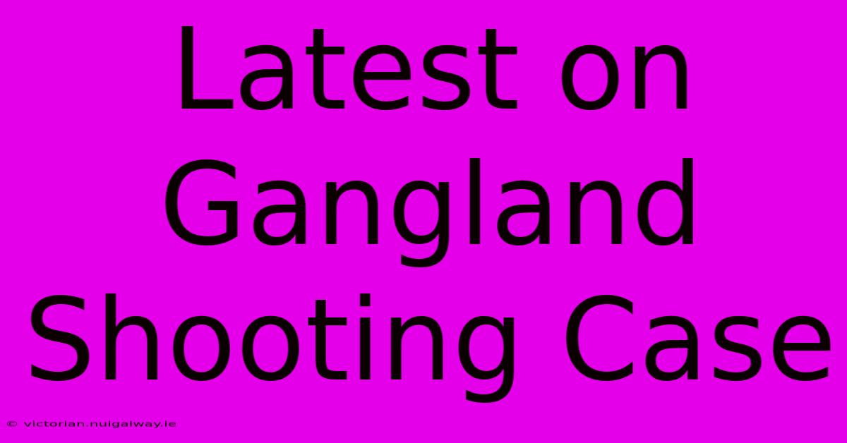 Latest On Gangland Shooting Case