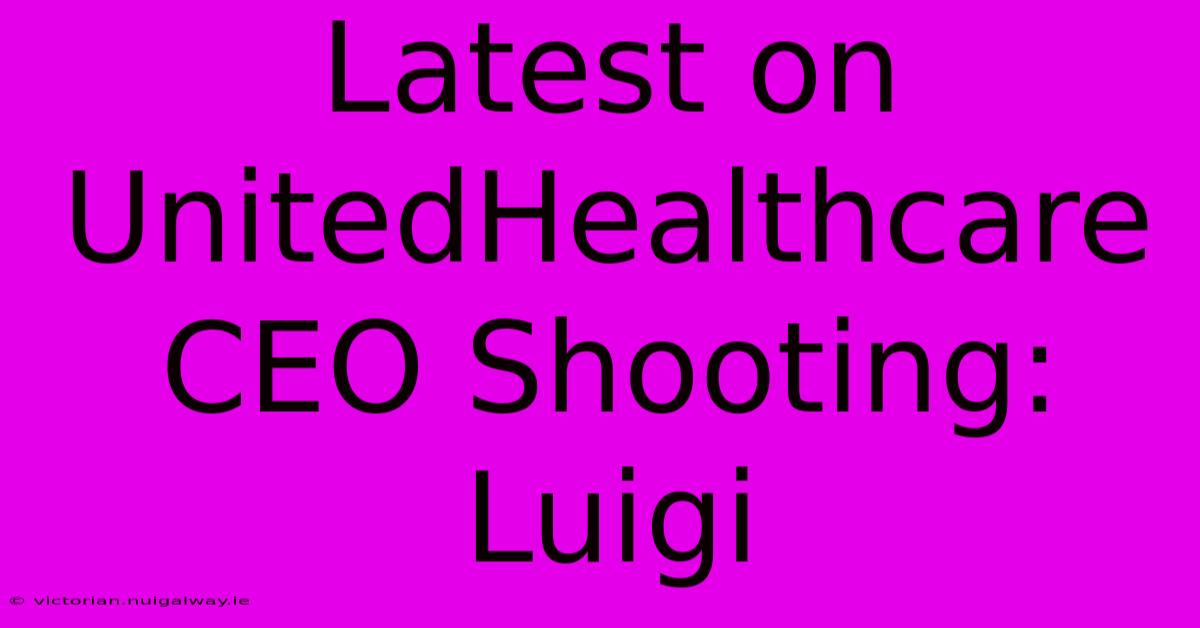 Latest On UnitedHealthcare CEO Shooting: Luigi