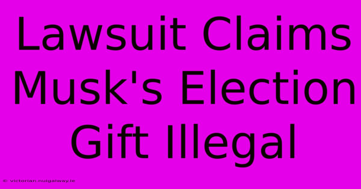 Lawsuit Claims Musk's Election Gift Illegal 