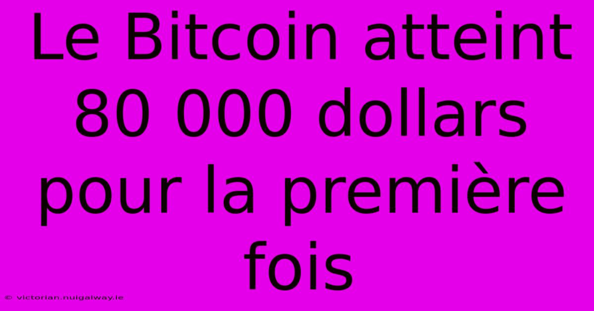 Le Bitcoin Atteint 80 000 Dollars Pour La Première Fois