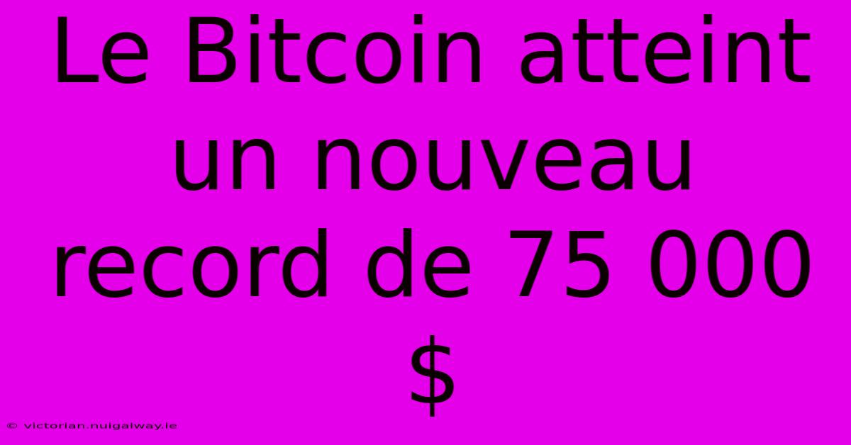 Le Bitcoin Atteint Un Nouveau Record De 75 000 $