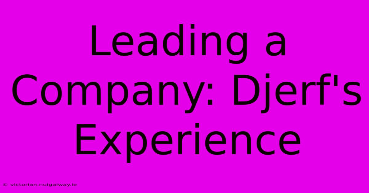 Leading A Company: Djerf's Experience