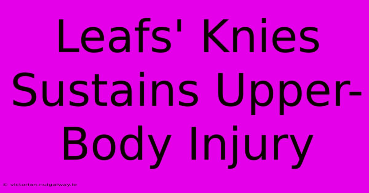 Leafs' Knies Sustains Upper-Body Injury