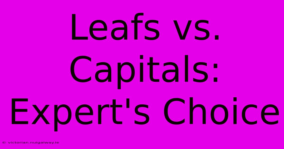 Leafs Vs. Capitals: Expert's Choice