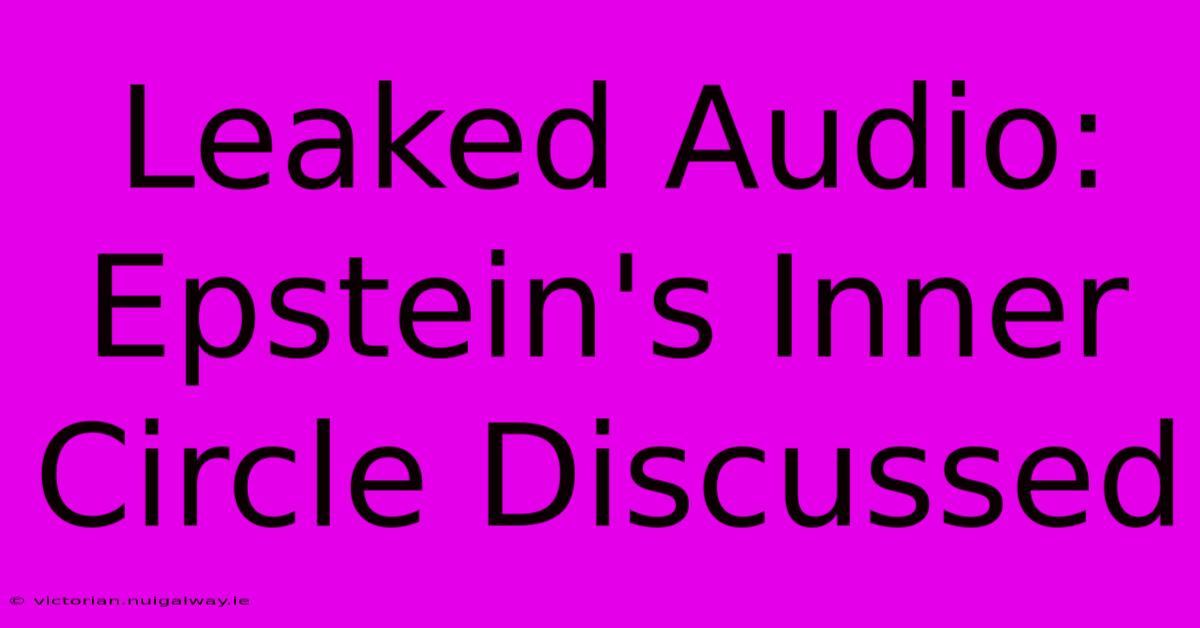 Leaked Audio: Epstein's Inner Circle Discussed 