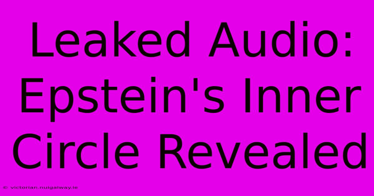 Leaked Audio: Epstein's Inner Circle Revealed