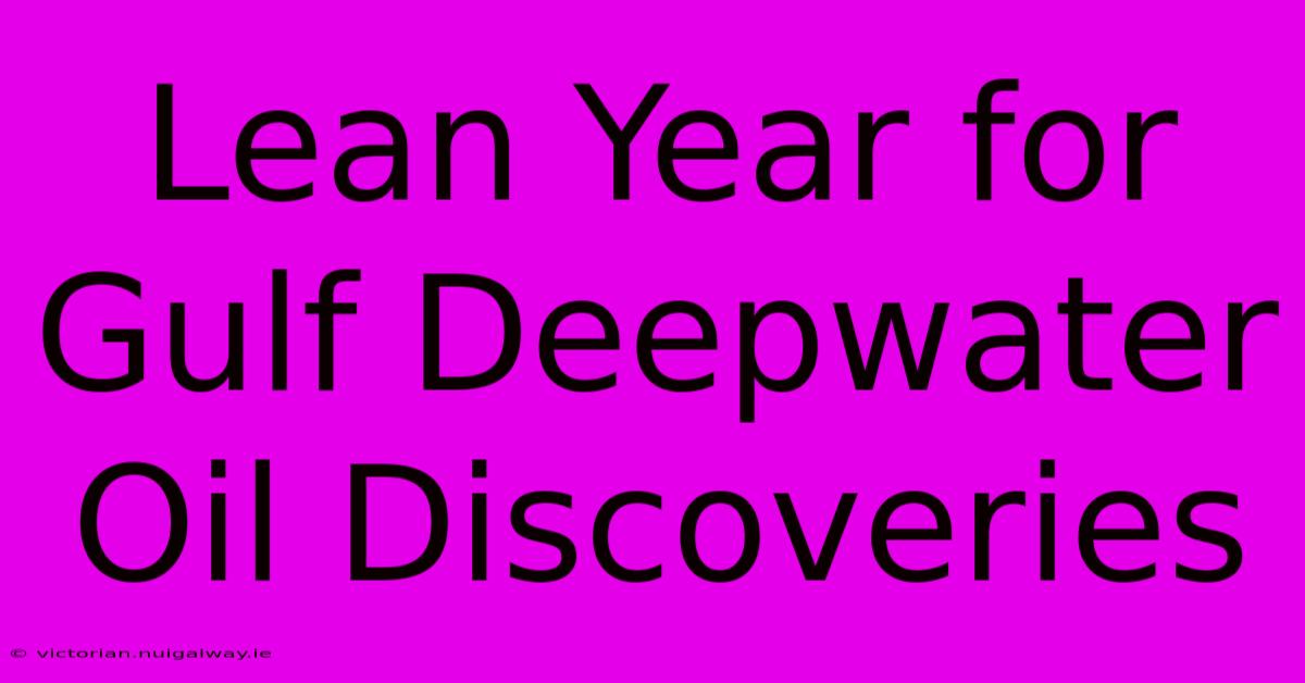 Lean Year For Gulf Deepwater Oil Discoveries