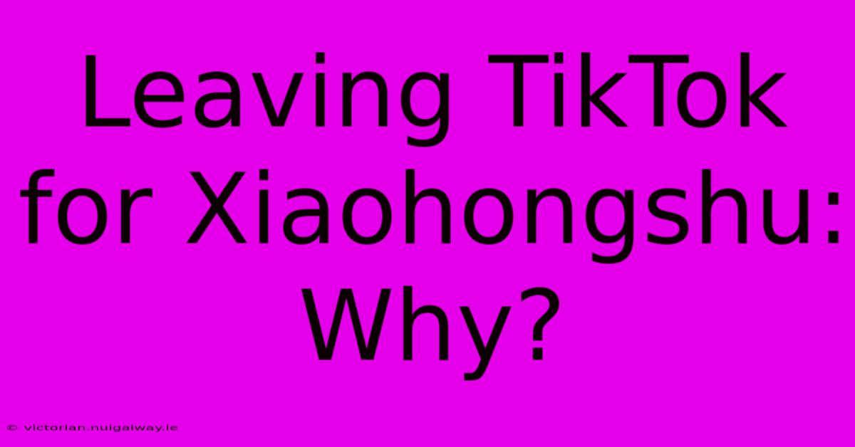 Leaving TikTok For Xiaohongshu: Why?