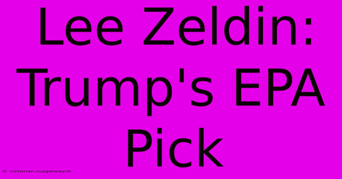 Lee Zeldin: Trump's EPA Pick 