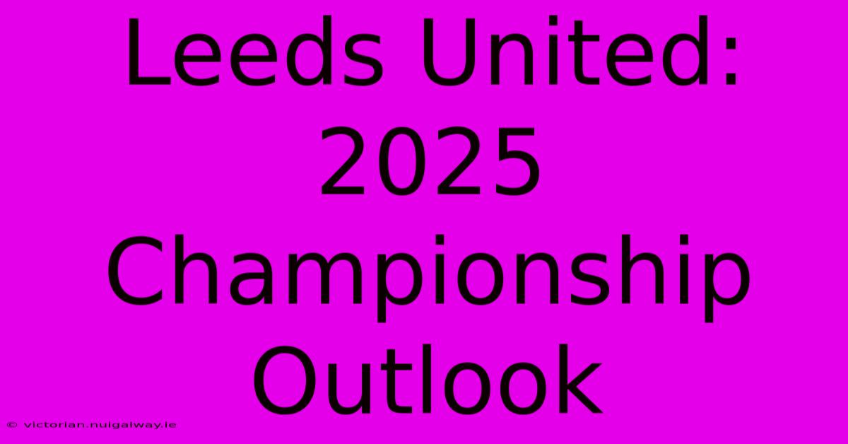 Leeds United: 2025 Championship Outlook