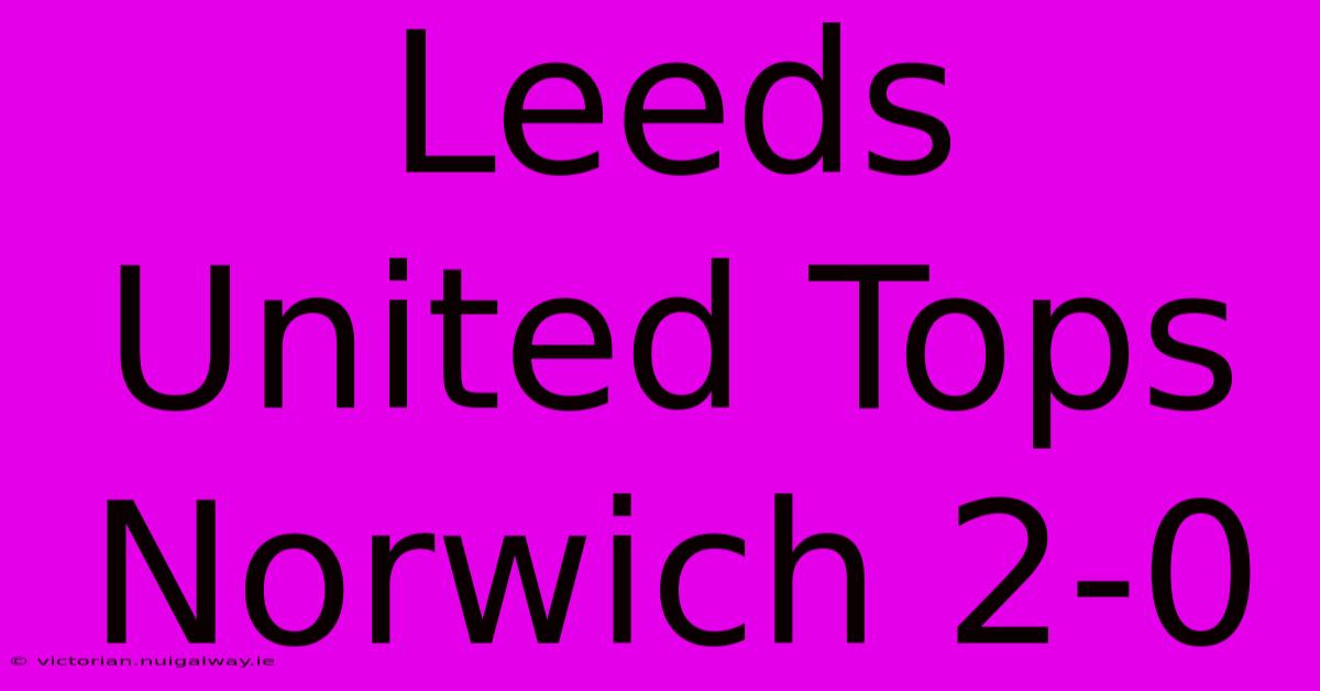 Leeds United Tops Norwich 2-0