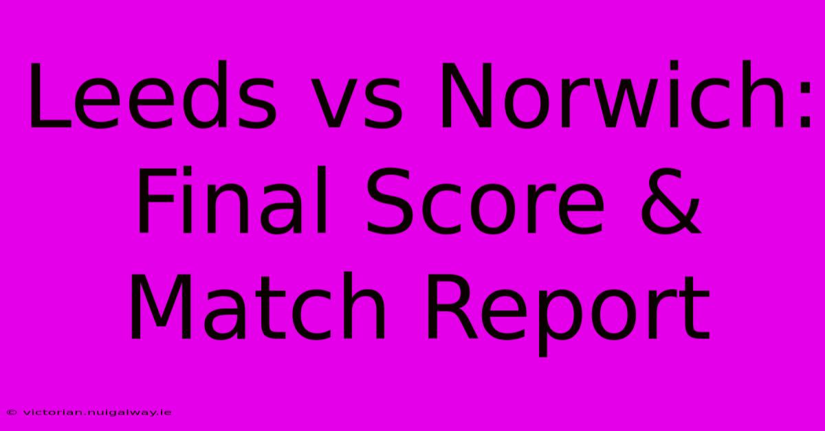 Leeds Vs Norwich: Final Score & Match Report