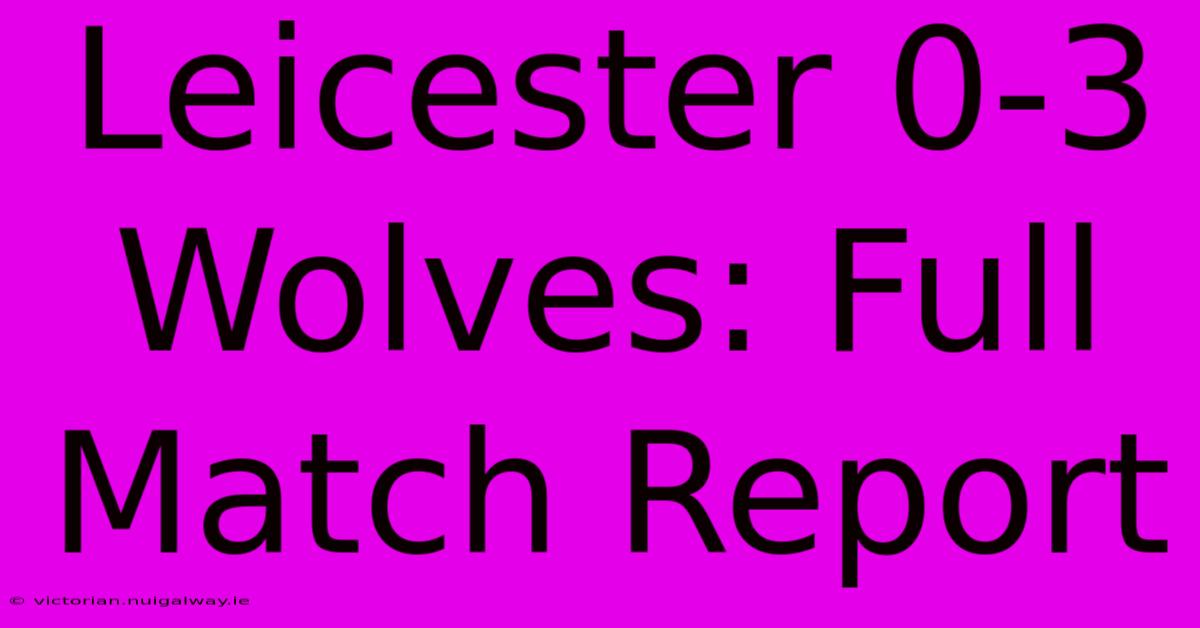 Leicester 0-3 Wolves: Full Match Report