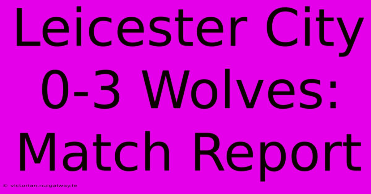 Leicester City 0-3 Wolves: Match Report