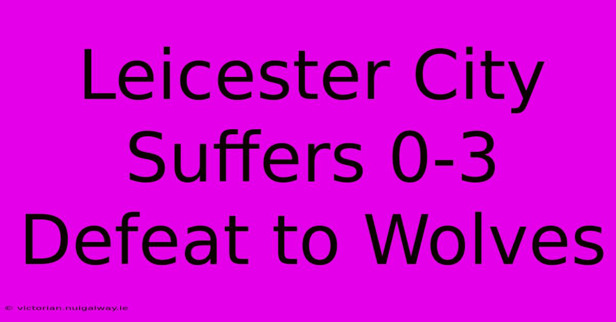 Leicester City Suffers 0-3 Defeat To Wolves