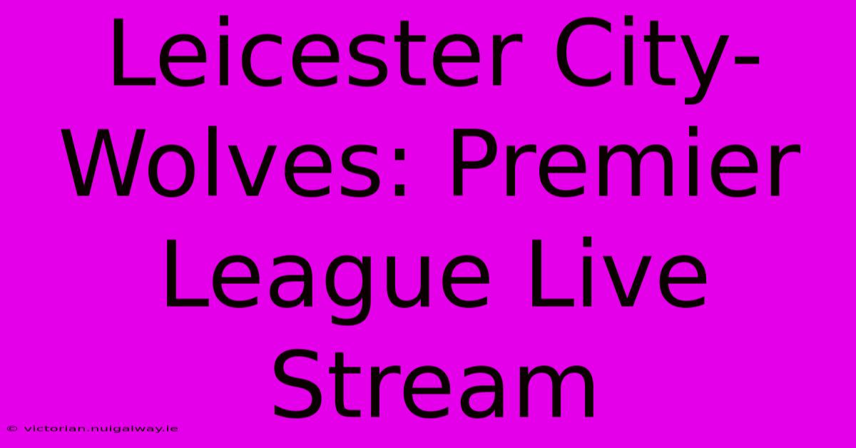 Leicester City-Wolves: Premier League Live Stream