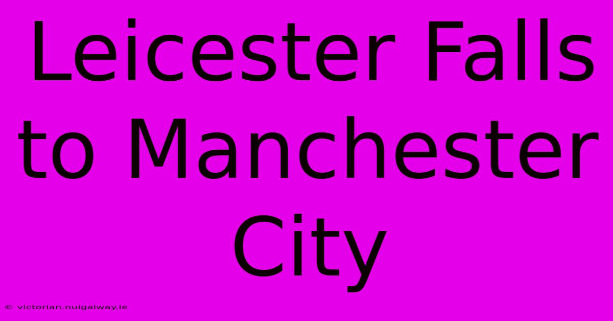 Leicester Falls To Manchester City