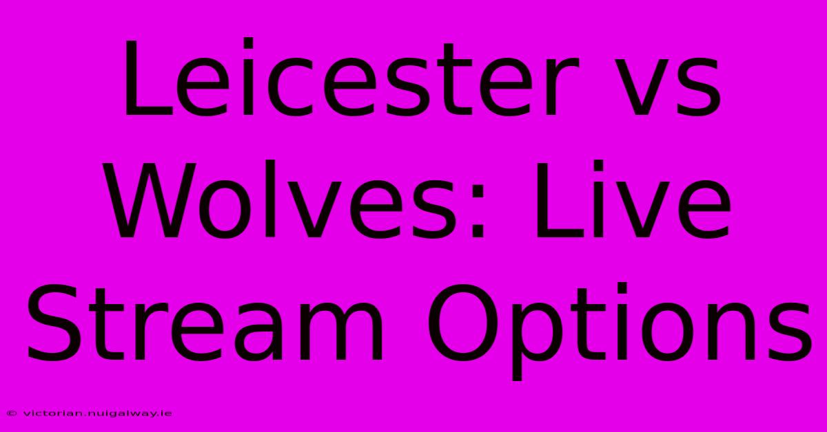 Leicester Vs Wolves: Live Stream Options