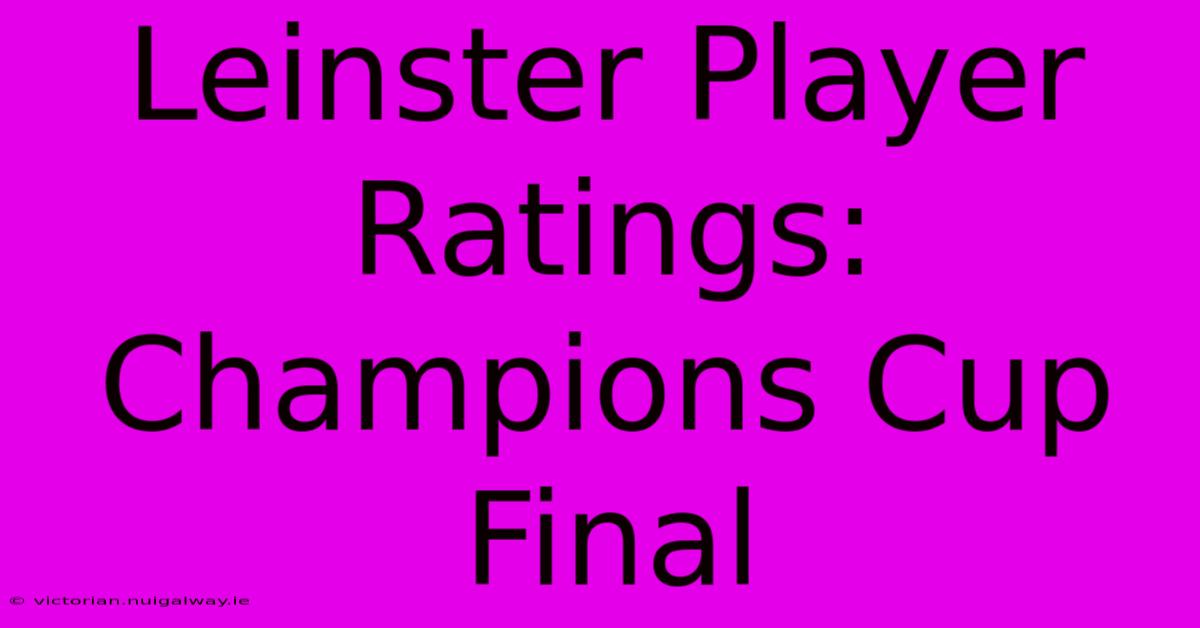 Leinster Player Ratings: Champions Cup Final