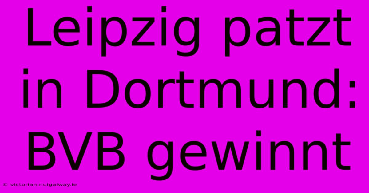 Leipzig Patzt In Dortmund: BVB Gewinnt