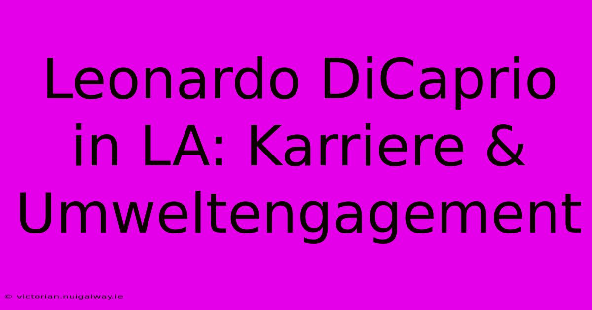 Leonardo DiCaprio In LA: Karriere & Umweltengagement