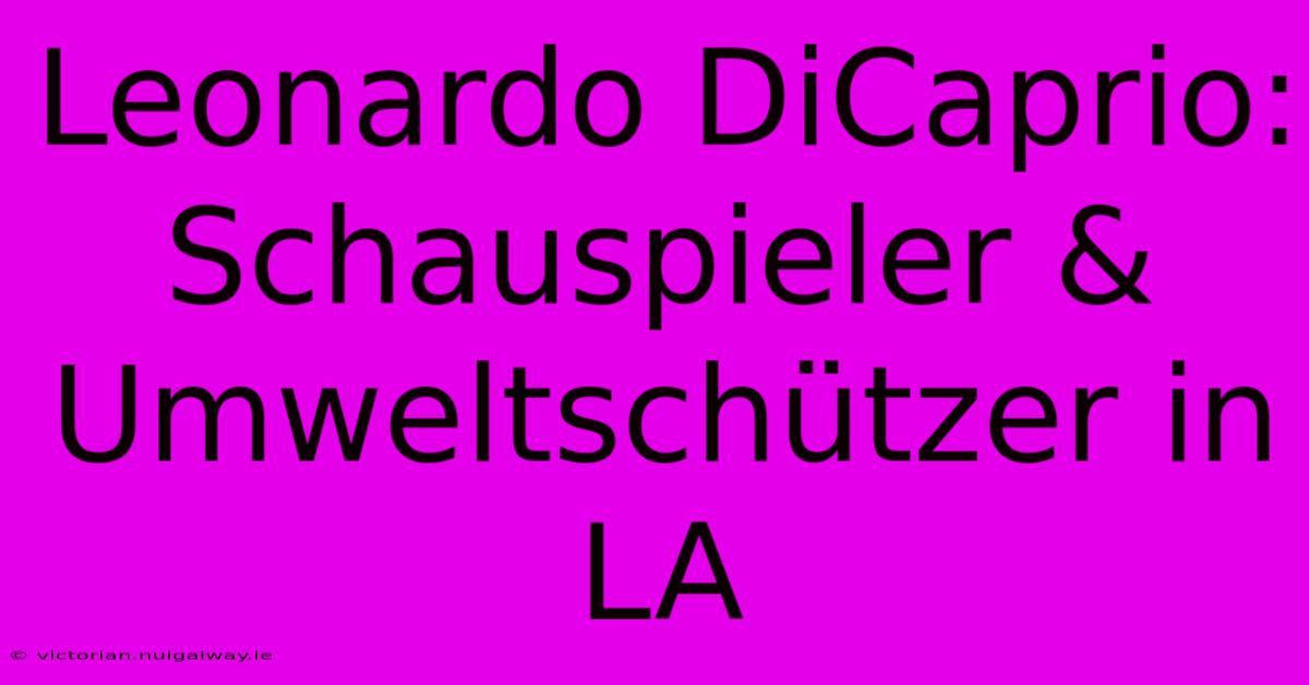 Leonardo DiCaprio: Schauspieler & Umweltschützer In LA