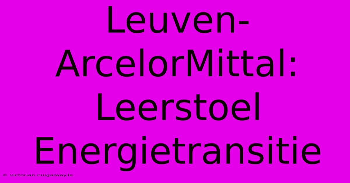 Leuven-ArcelorMittal: Leerstoel Energietransitie