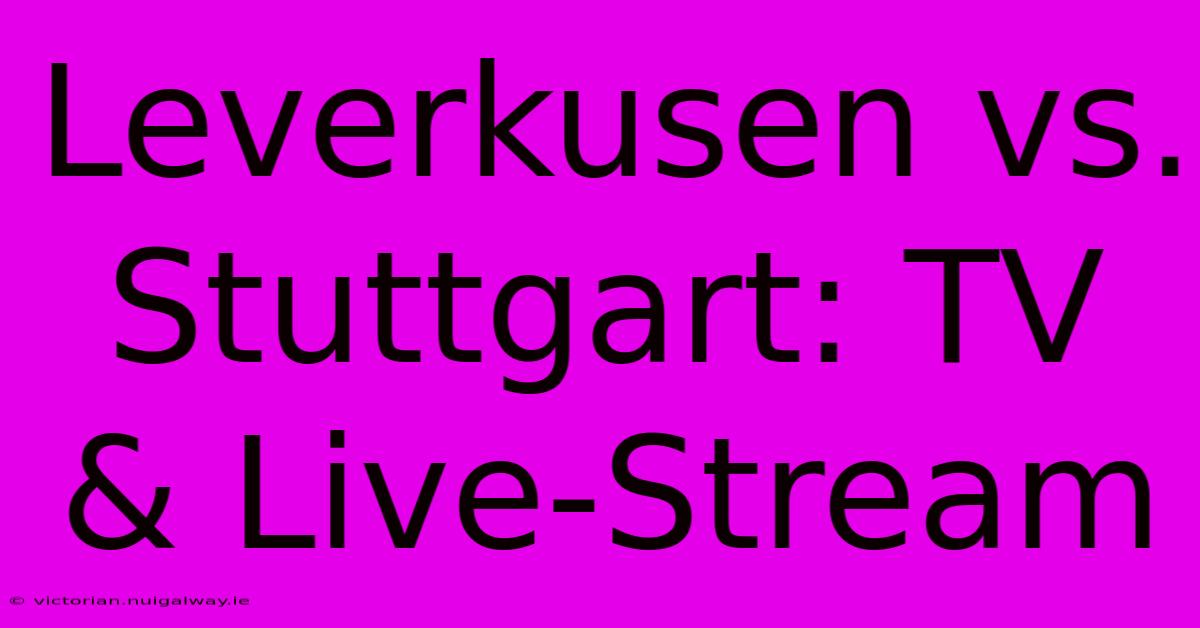 Leverkusen Vs. Stuttgart: TV & Live-Stream