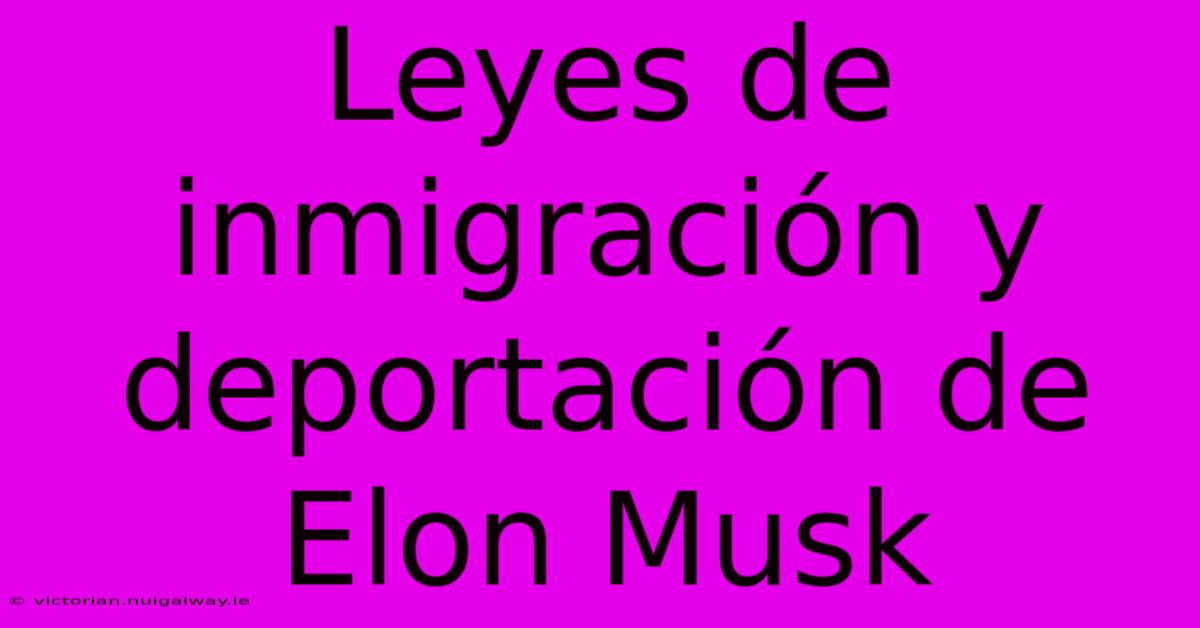 Leyes De Inmigración Y Deportación De Elon Musk 