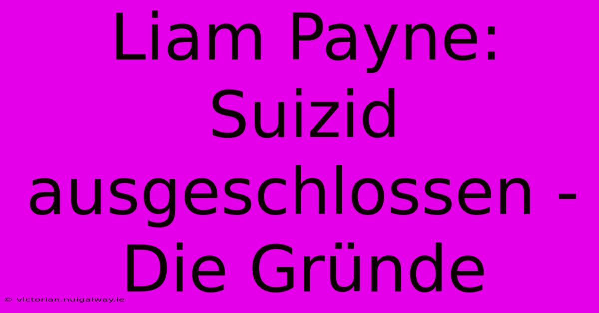 Liam Payne: Suizid Ausgeschlossen - Die Gründe