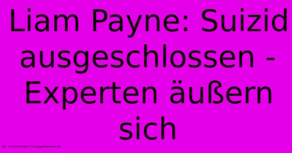 Liam Payne: Suizid Ausgeschlossen - Experten Äußern Sich