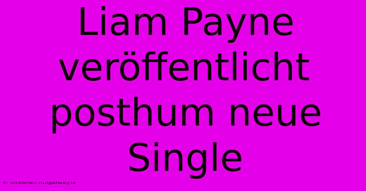 Liam Payne Veröffentlicht Posthum Neue Single